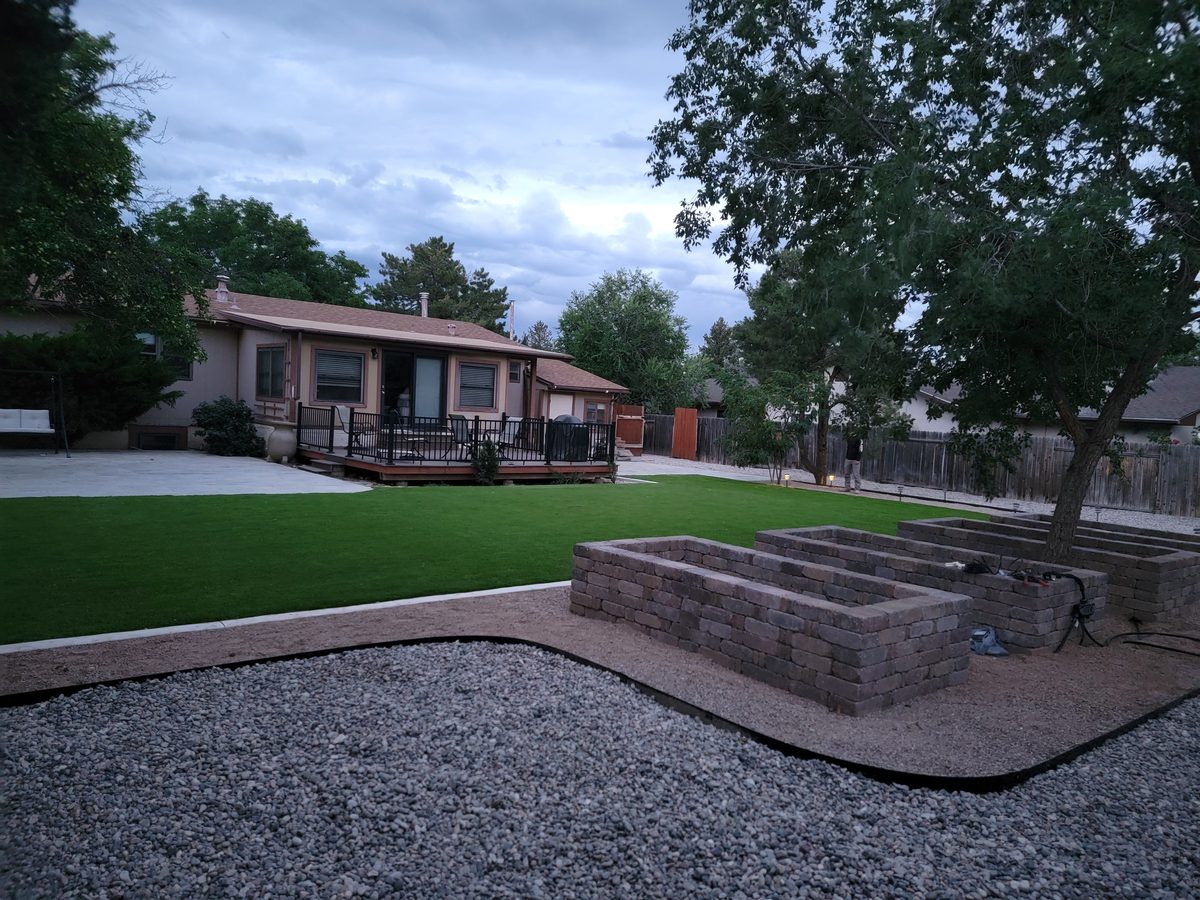 Backyard with lighting
